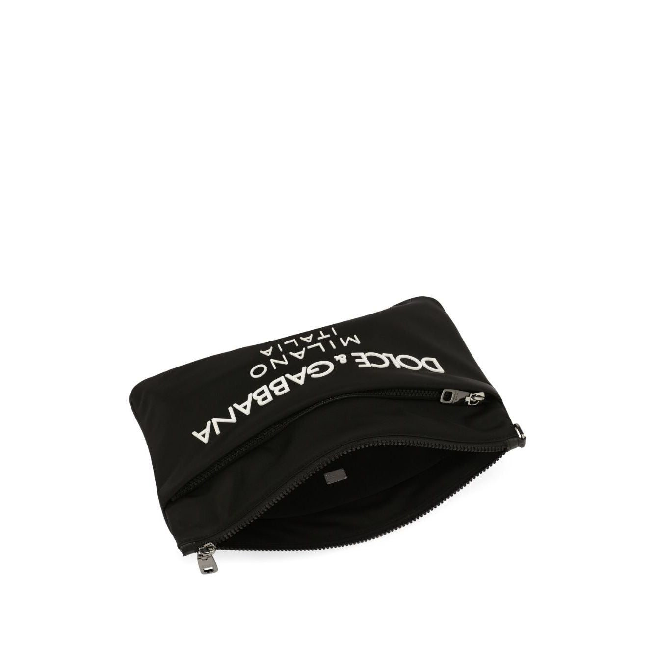 Dolce & Gabbana Nylon pouch with rubberized logo Small Leather Goods