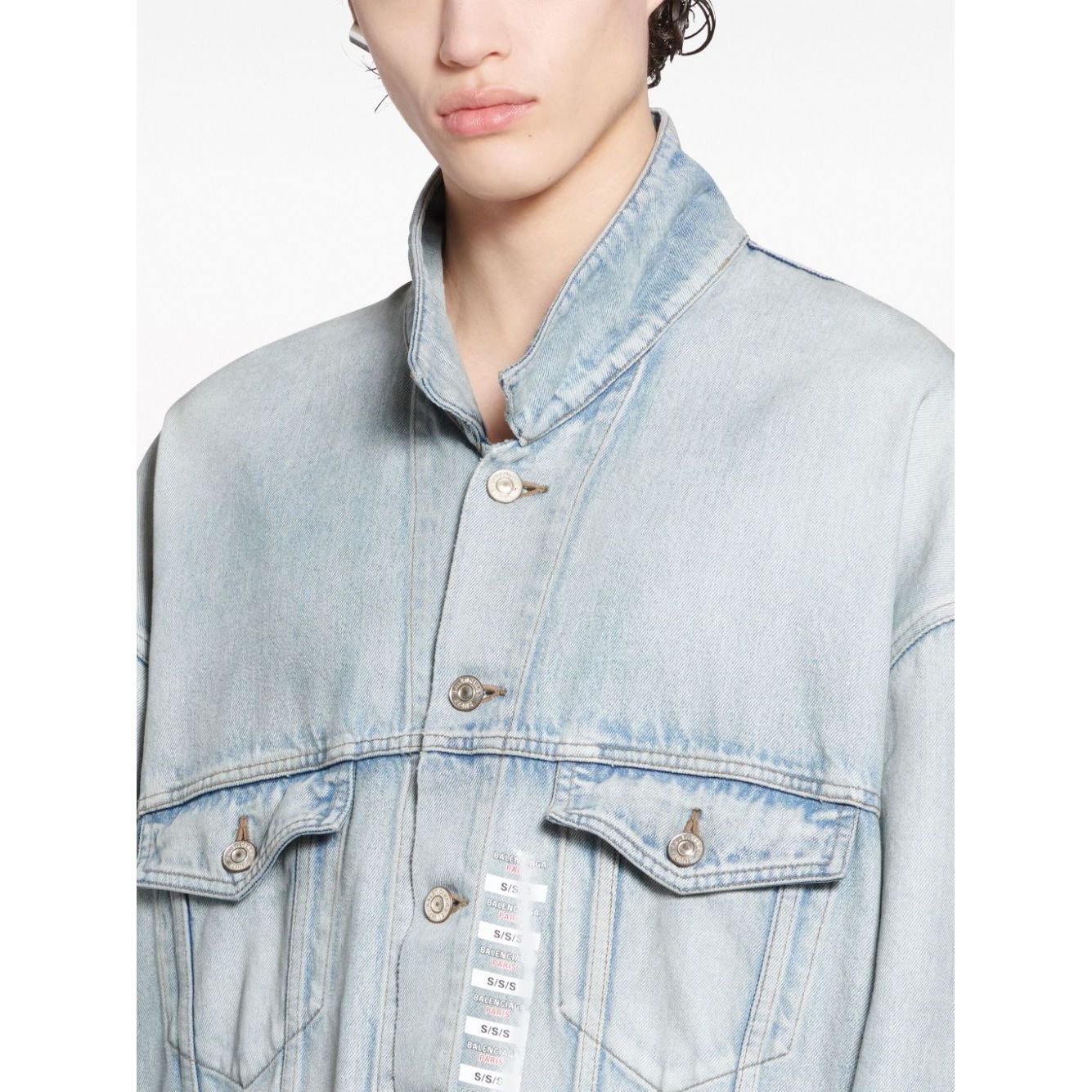 Balenciaga Denim jacket with flap pockets and drop shoulder