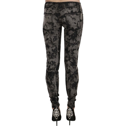Just Cavalli Black Gray Faded Low Waist Skinny Denim Trousers Jeans