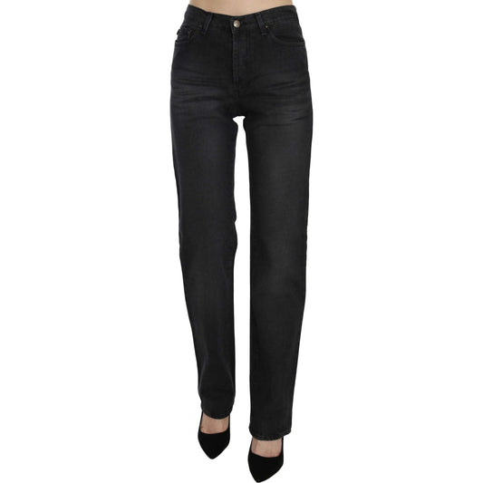 Just Cavalli Black Washed High Waist Straight Denim Pants Jeans PAN70334-30