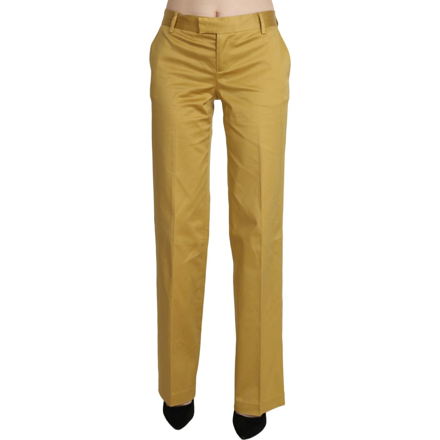 Just Cavalli Mustard Yellow Straight Formal Trousers Pants