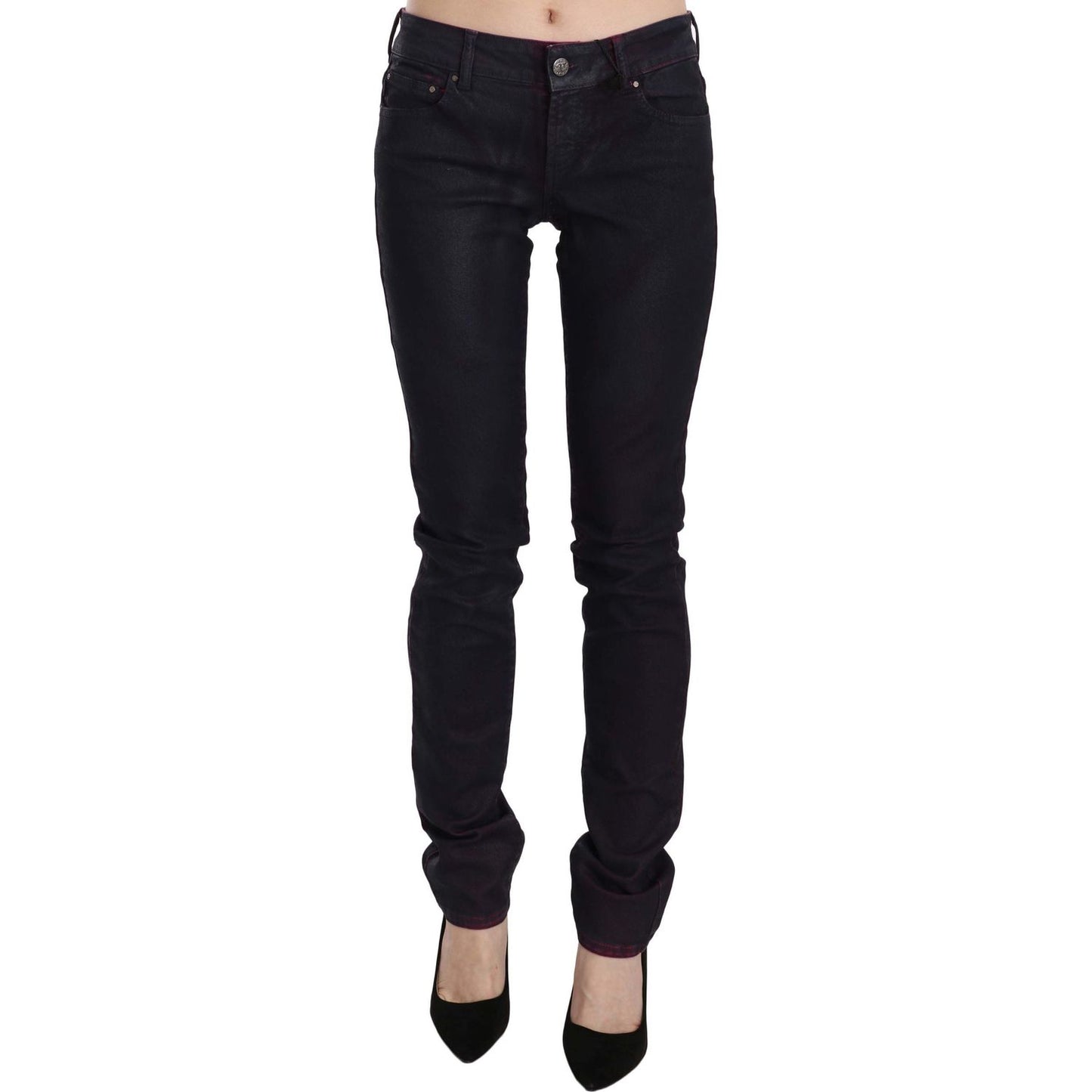 Just Cavalli Black Cotton Low Waist Skinny Denim Pants