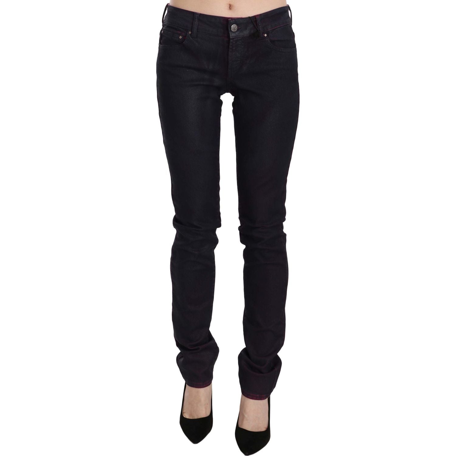 Just Cavalli Black Cotton Low Waist Skinny Denim Pants