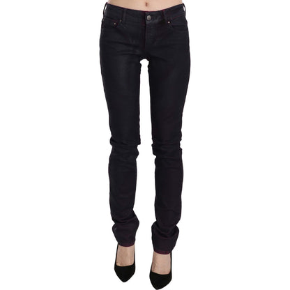Just Cavalli Black Cotton Low Waist Skinny Denim Pants