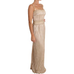 Dolce & Gabbana Beige Lace Spaghetti Strap Sheath Dress DR2019-42