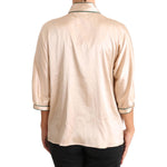 Dolce & Gabbana Beige Ribbon Silk Stretch Top Blouse TSH3372-48