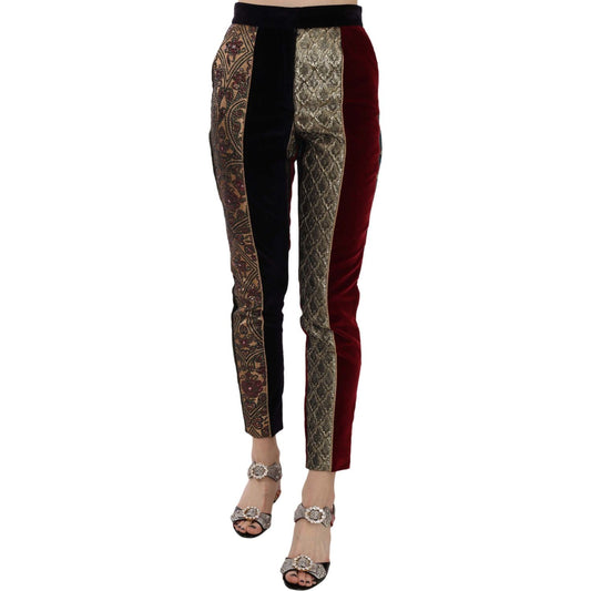 Dolce & Gabbana Multicolor Jacquard Cropped Tapered Pants PAN70040-38