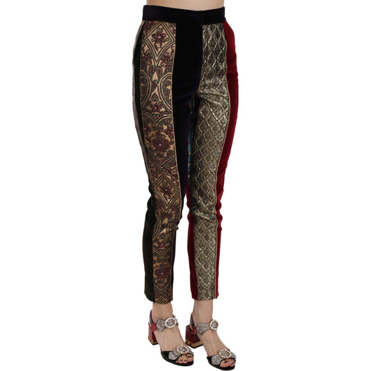 Dolce & Gabbana Multicolor Jacquard Cropped Tapered Pants PAN70040-38
