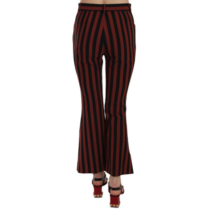 Dolce & Gabbana Black Amaranth Stripe Cropped Flared Pants