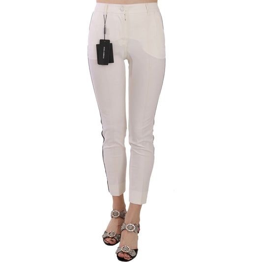 Dolce & Gabbana White Side Stripe Cropped Skinny Pants PAN70047-36