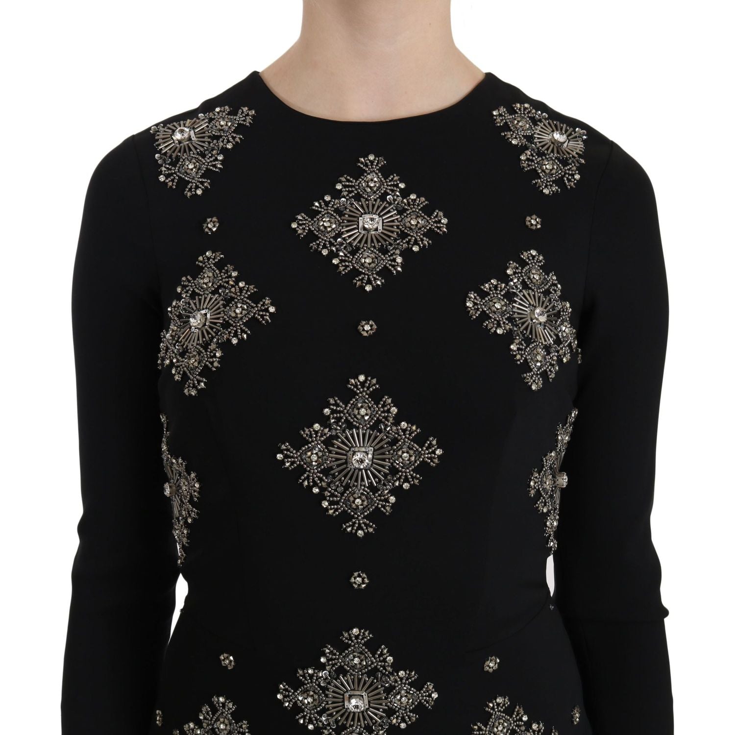 John Richmond Black Crystal Stretch Mini Shift Dress