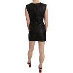 John Richmond Black Leather Studded Mini Shift Dress DR1674-42