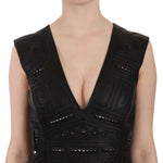 John Richmond Black Leather Studded Mini Shift Dress DR1674-42