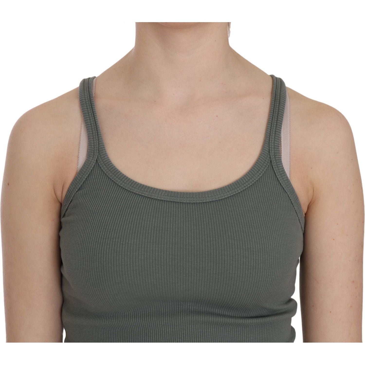 PINK MEMORIES Green Sleeveless Spaghetti Tank T-Shirt Blouse