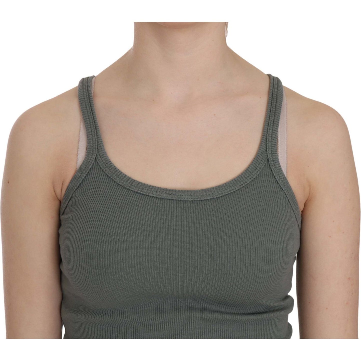 PINK MEMORIES Green Sleeveless Spaghetti Tank T-Shirt Blouse TSH3915-40