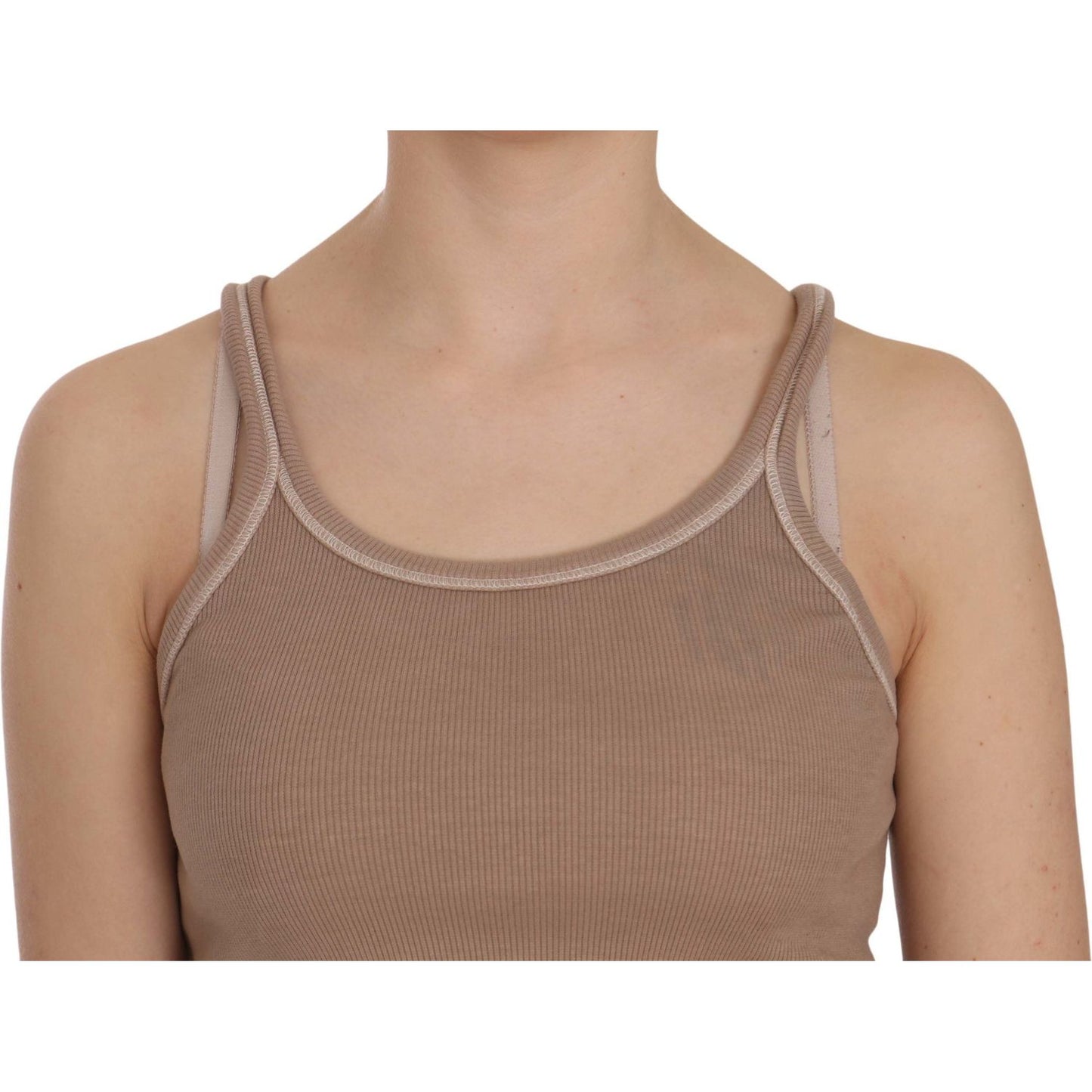 PINK MEMORIES Brown Sleeveless Spaghetti Strap Tank Blouse