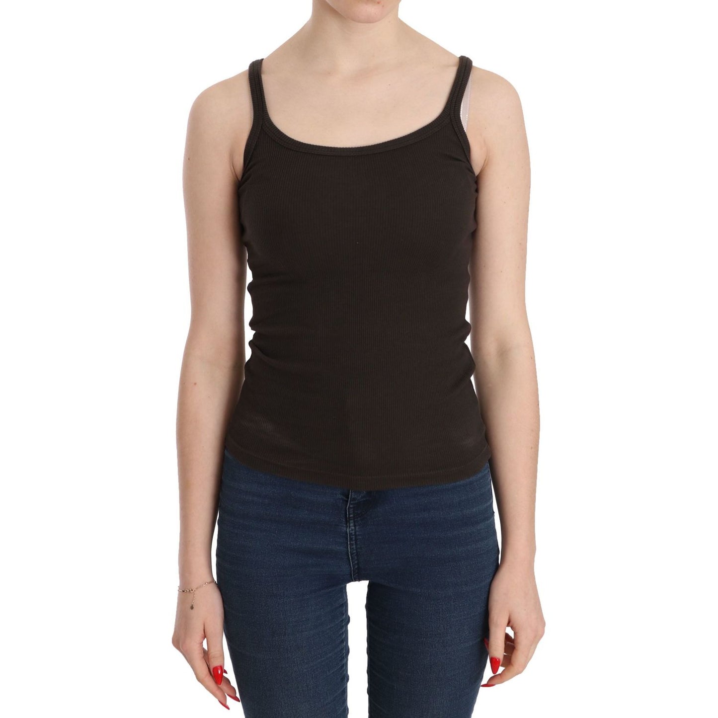 PINK MEMORIES Dark Brown Sleeveless Spaghetti Strap Blouse