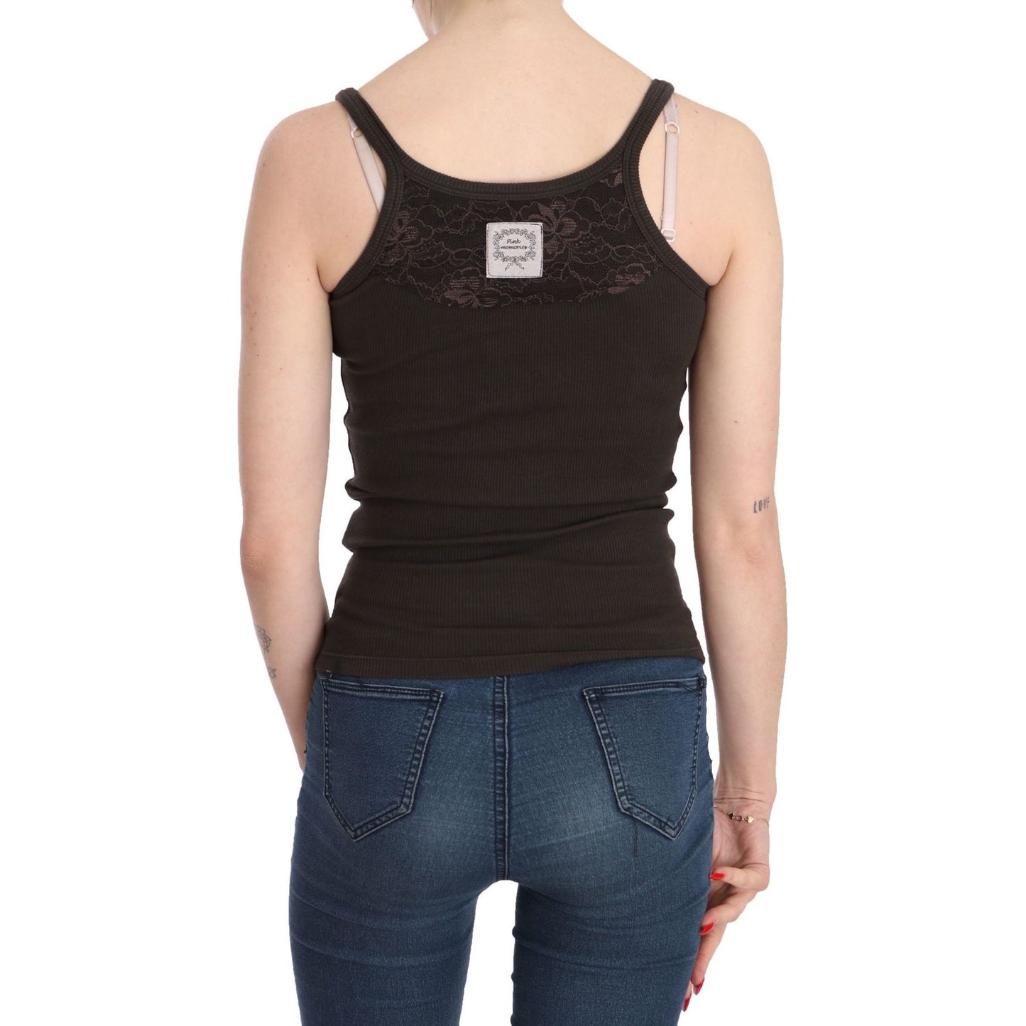 PINK MEMORIES Dark Brown Sleeveless Spaghetti Strap Blouse