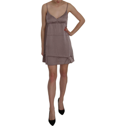 PINK MEMORIES Purple Spaghetti A-line Mini Silk Dress TSH3478-42