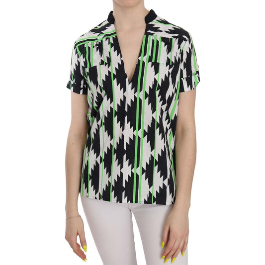 Costume National Multi Color Plunging Top Blouse TSH3668-40