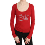 Red Exte Crystal Embellished Long Sleeve Top Blouse TSH3414-38