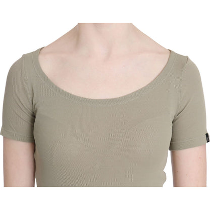 GF Ferre Gray 100% Nylon Short Sleeve Casual Tank Top Blouse