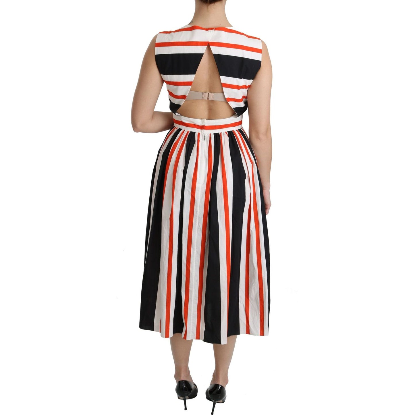 Dolce & Gabbana Multicolor Stripes A-Line Pleated Midi Dress DR2080-44