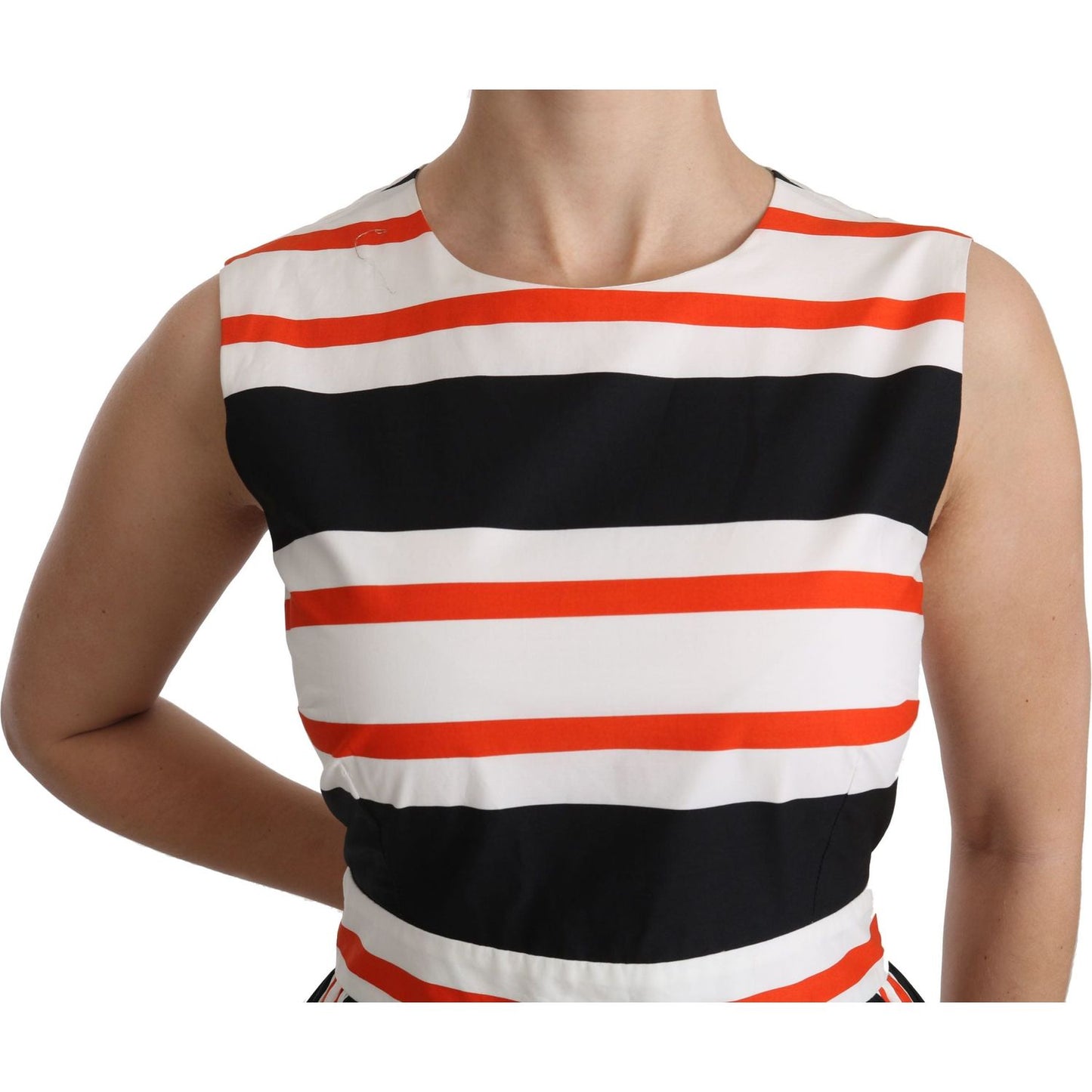 Dolce & Gabbana Multicolor Stripes A-Line Pleated Midi Dress DR2080-44