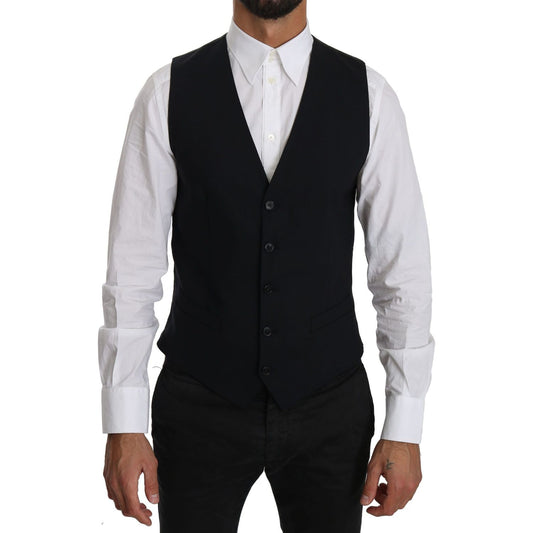 Dolce & Gabbana Blue Wool Waistcoat Formal Gilet Vest TSH3952-46