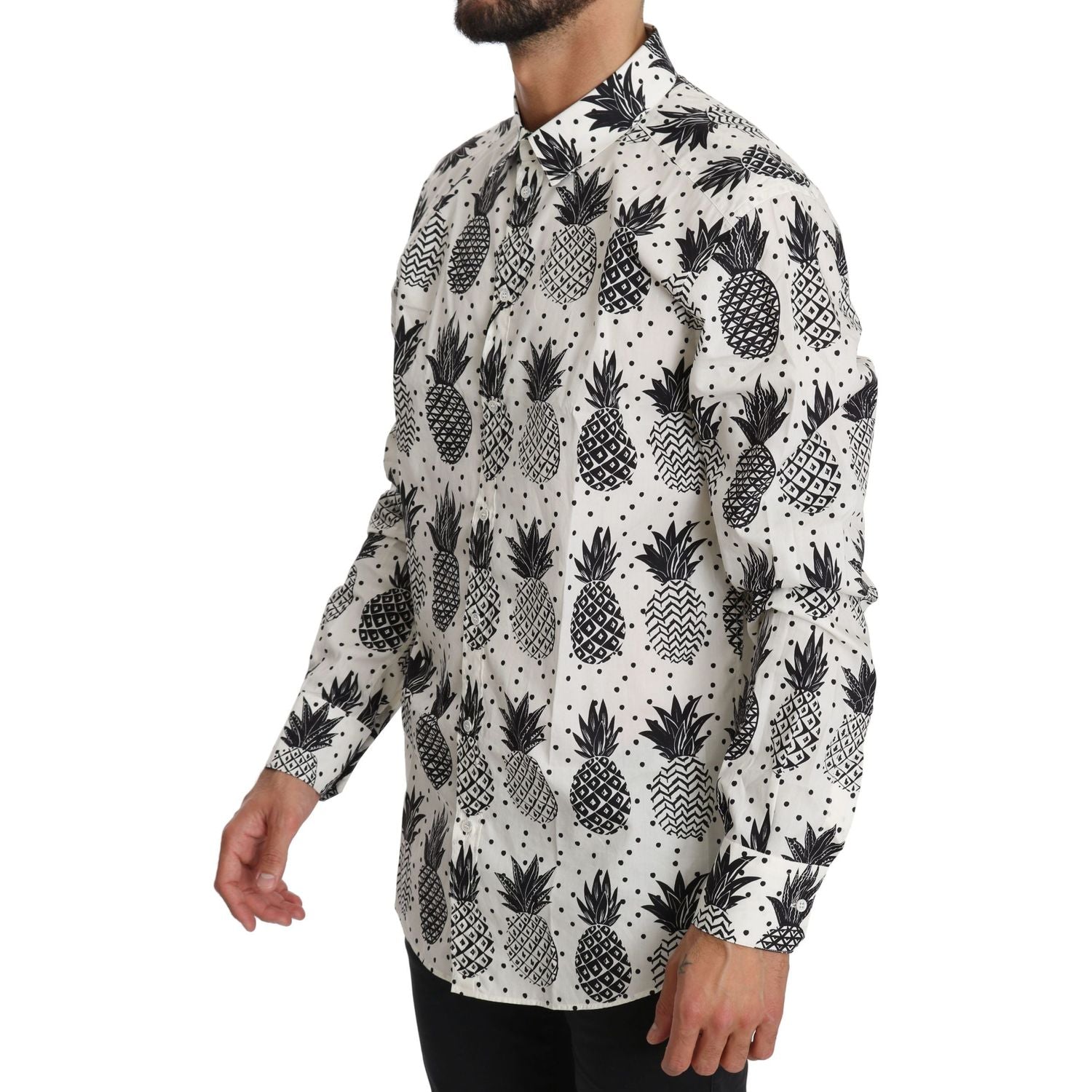 قميص كاجوال أنيق من القطن باللون الأبيض من دولتشي آند غابانا