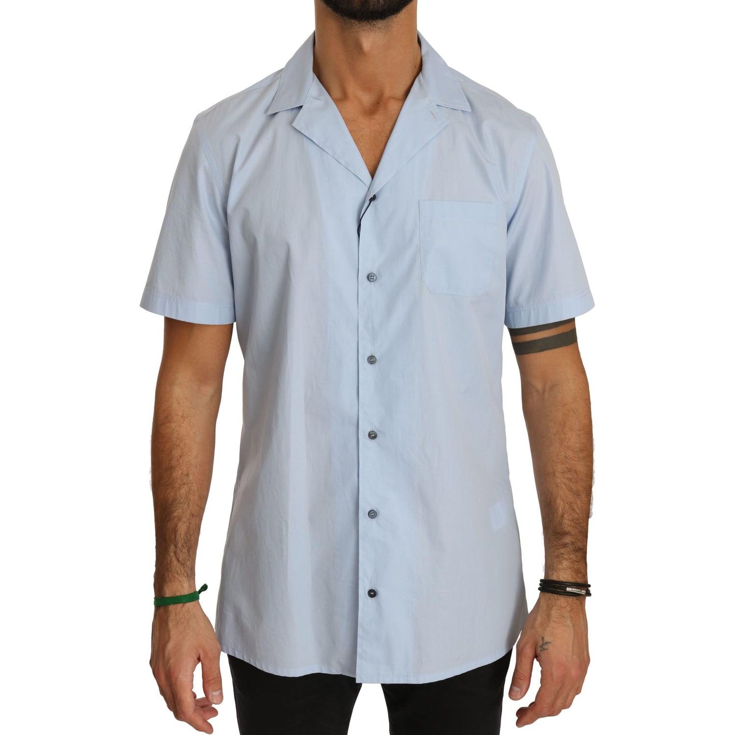Dolce & Gabbana Blue Short Sleeve 100% Cotton Top Shirt