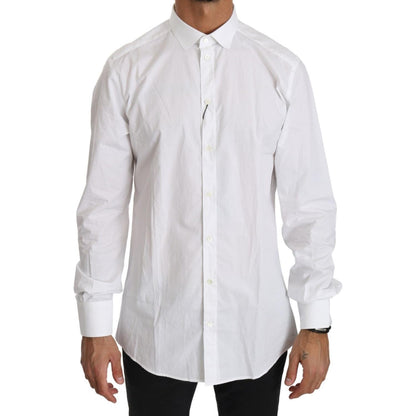 Dolce & Gabbana White Cotton Long Sleeve Top Shirt MAN TOPS AND SHIRTS