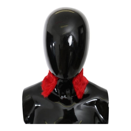 Dolce & Gabbana Red Fur Neck Collar Wrap Lambskin Scarf MS5584