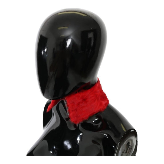 Dolce & Gabbana Red Fur Neck Collar Wrap Lambskin Scarf MS5584
