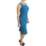 Dolce & Gabbana Blue Bodycon Sheath Knee Length Wool Dress DR2161-36