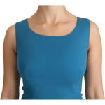 Dolce & Gabbana Blue Bodycon Sheath Knee Length Wool Dress DR2161-36