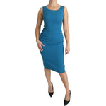 Dolce & Gabbana Blue Bodycon Sheath Knee Length Wool Dress DR2161-36