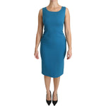 Dolce & Gabbana Blue Bodycon Sheath Knee Length Wool Dress DR2161-36