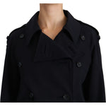 Dolce & Gabbana Coat Blue Cotton Women Trench Jacket JKT2495-36