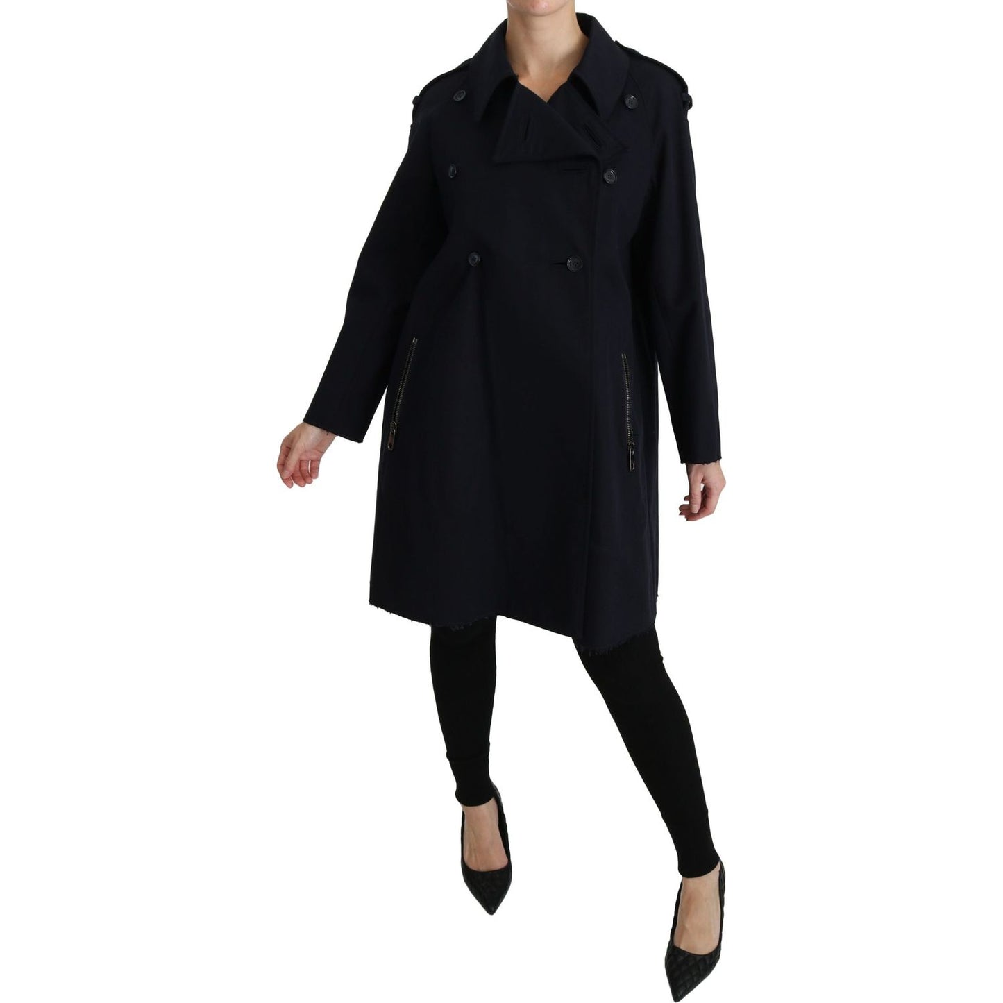 Dolce & Gabbana Coat Blue Cotton Women Trench Jacket JKT2495-36