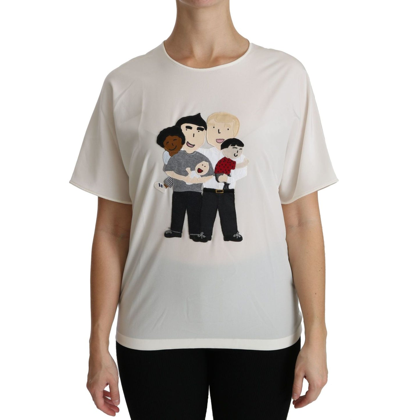 Dolce & Gabbana White #dgfamily Patch Short Sleeve Blouse Top