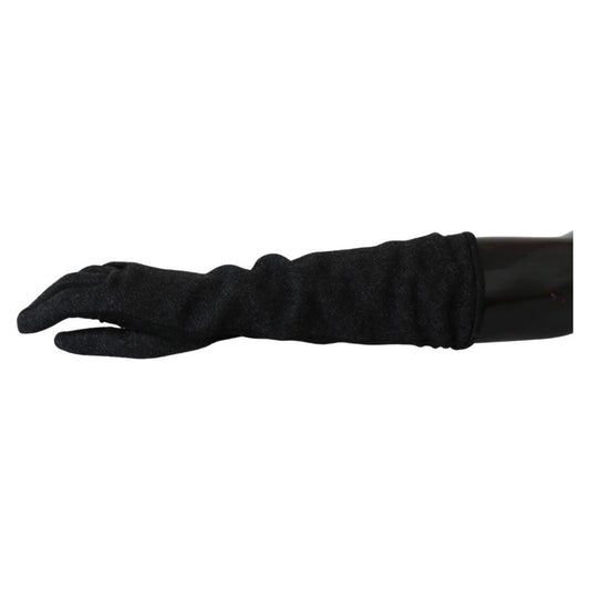 Dolce & Gabbana Black Gray Mid Arm Length Mittens Wool Gloves LB1021-7.5