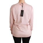 Dolce & Gabbana Pink Floral Embellished Pullover Silk Sweater TSH4453-36