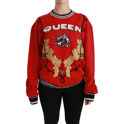 Dolce & Gabbana Red Queen Sequined Love Pullover Sweater