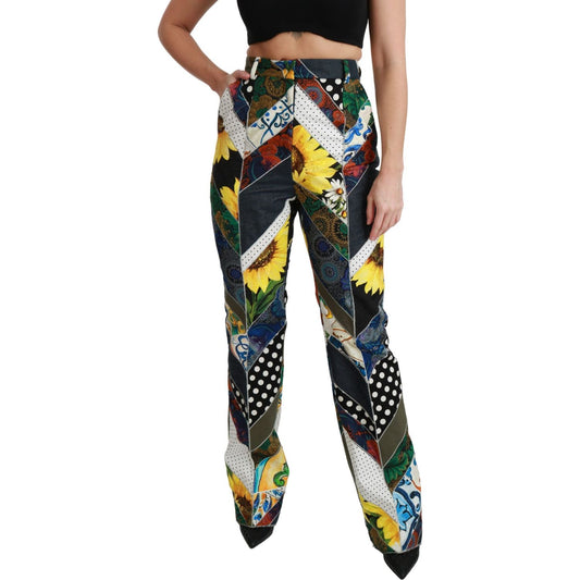 Dolce & Gabbana Multicolor Print High Waist Straight Pants PAN70936-40