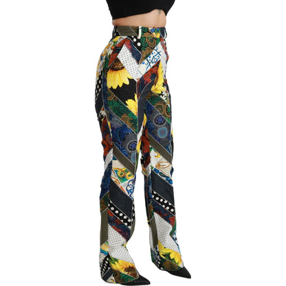 Dolce & Gabbana Multicolor Print High Waist Straight Pants