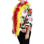 Dolce & Gabbana Elegant Floral Cape Jacket with Fur Details Coats & Jackets Dolce & Gabbana Dark Khaki