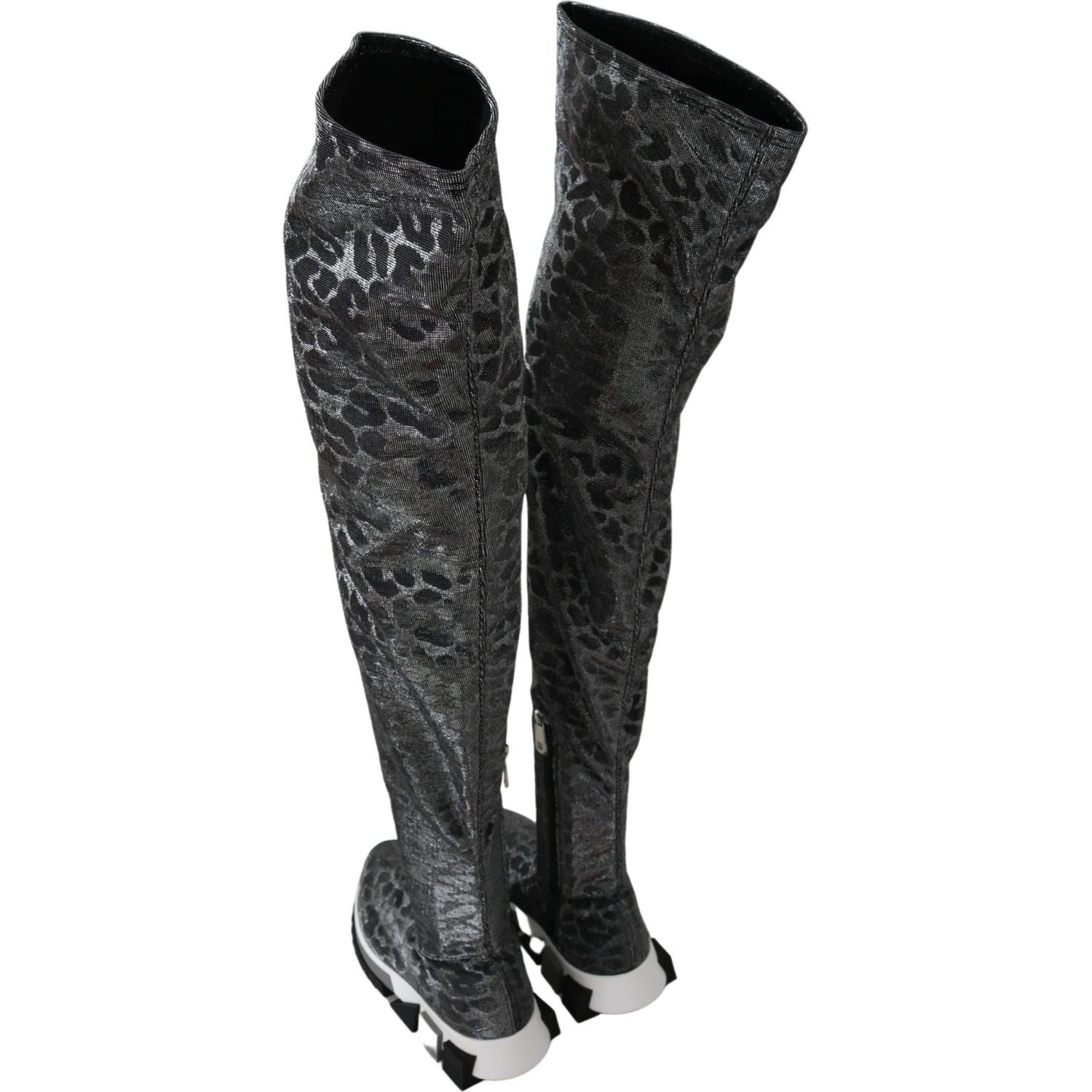 حذاء أنيق بنقشة جلد النمر فوق الركبة من دولتشي آند غابانا