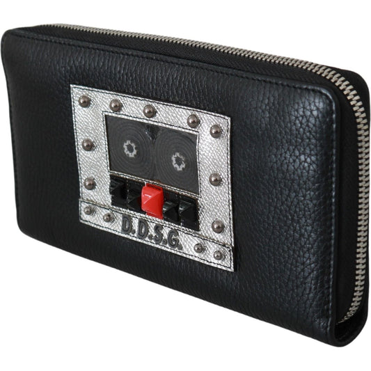 Dolce & Gabbana Black Mens Zipper Continental Purse 100% Leather Wallet VAS9307