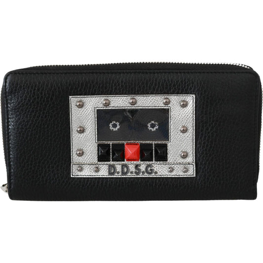 Dolce & Gabbana Black Mens Zipper Continental Purse 100% Leather Wallet VAS9307